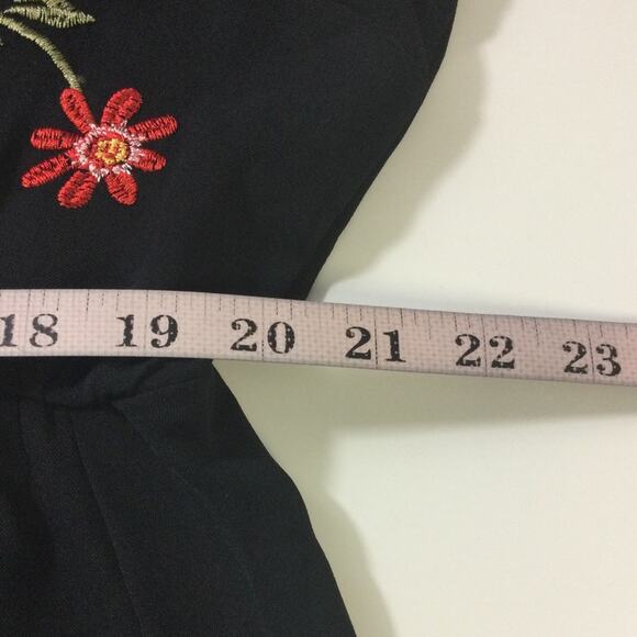 BLOOMCHIC 22-24 3X Plus Black Floral Embroidered Waist-Cinched Midi Dress b109 - Picture 7 of 11